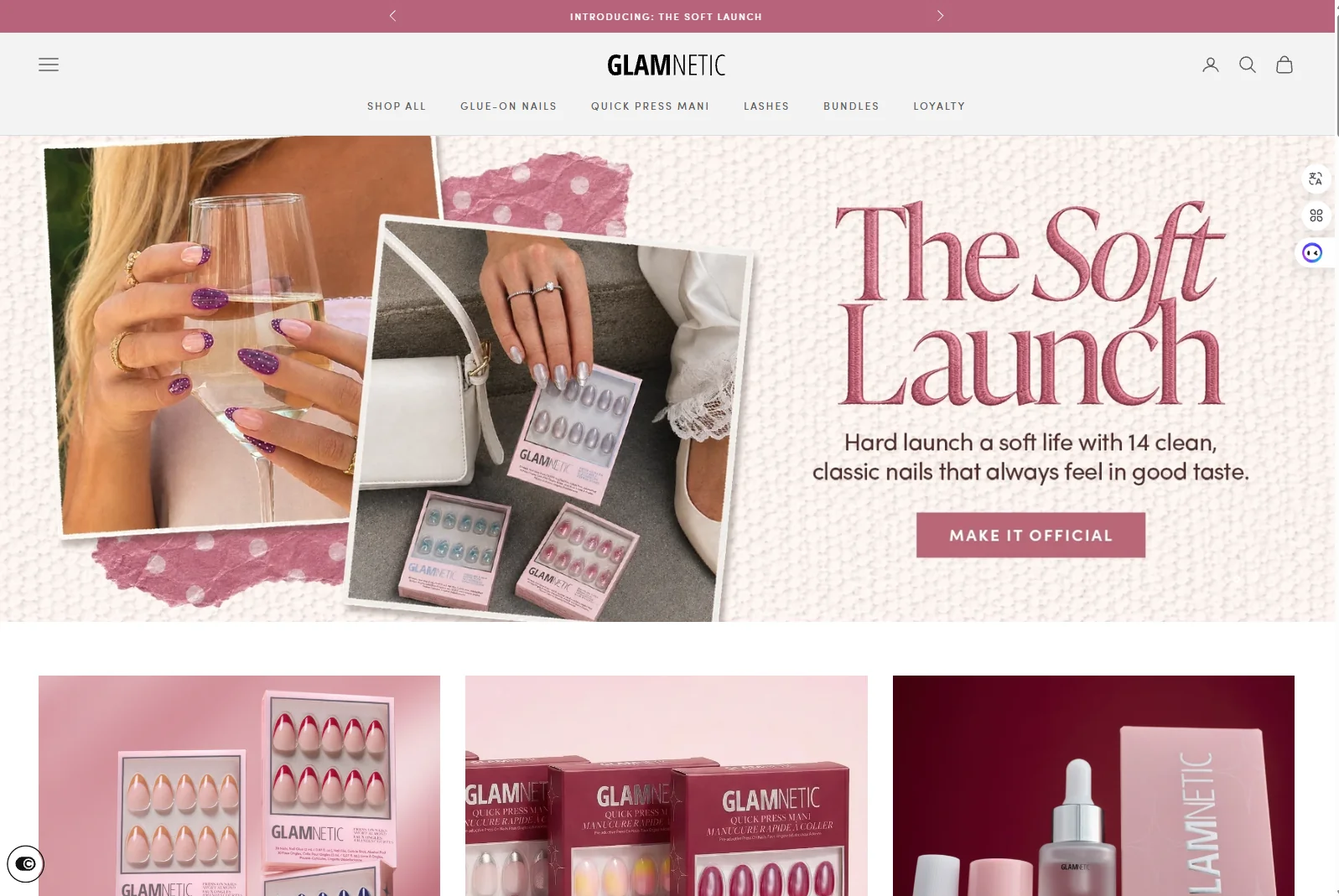 Glamnetic 首页视觉截图